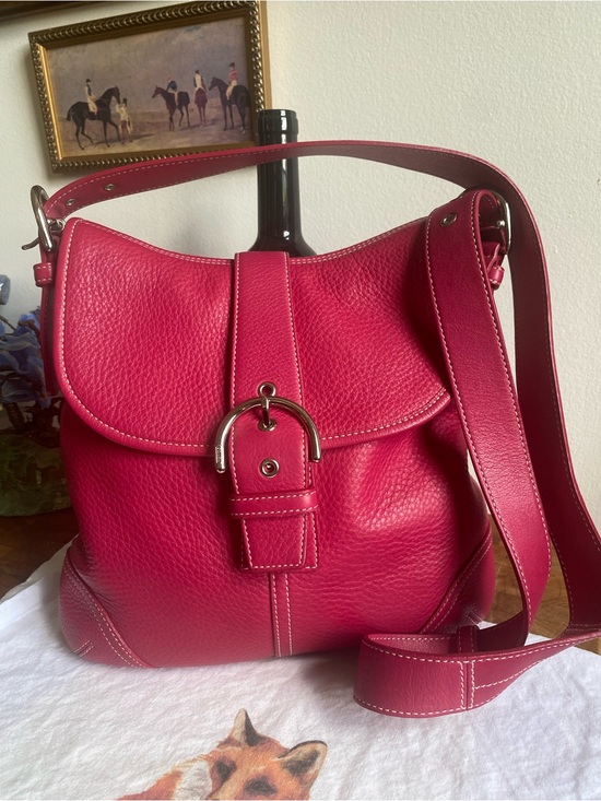 Coach Handbags - Coach Soho Pink Pebbled Leather Shoulder Bag Hobo EUC Adj Strap Y2K Buckle 4296